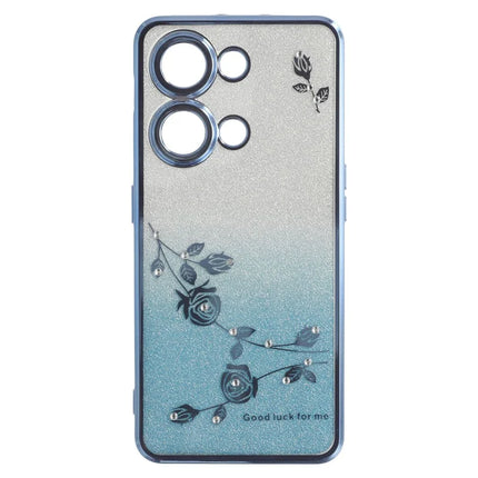 KADEM For OnePlus Ace 2V / Nord 3 5G Case Ring Kickstand TPU Flowers Phone Cover Gradient Glitter