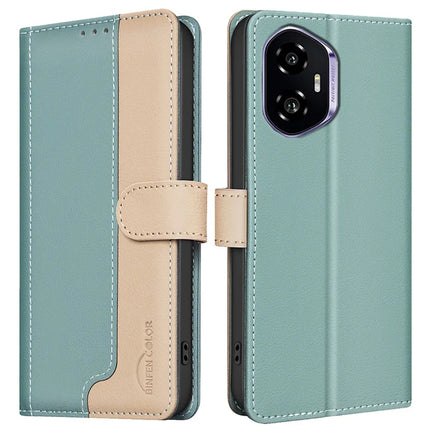 BINFEN COLOR BF33 for Honor 300 Leather Case Splicing Color RFID Blocking - Green