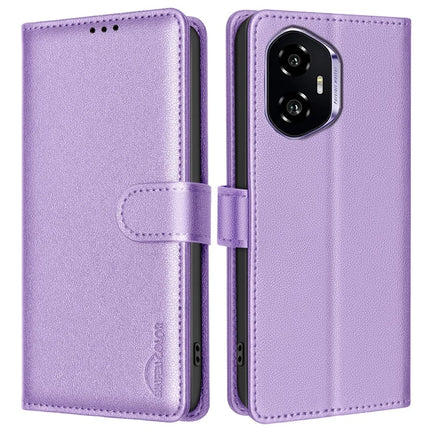 BINFEN COLOR BF32 For Honor 300 Leather Case Wallet RFID Blocking Phone Cover - Purple