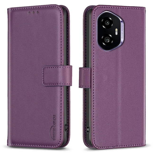BINFEN COLOR BF17 For Honor 300 Case Wallet Folio Flip Leather Cover - Dark Purple