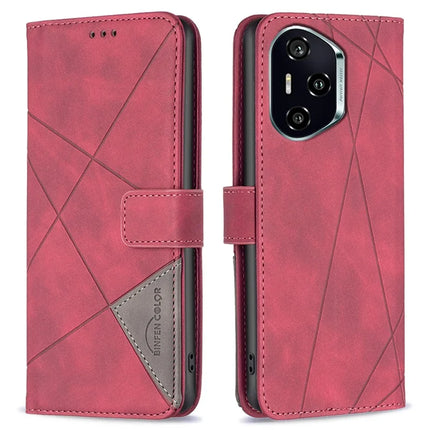 BINFEN COLOR BF05 For Honor 300 Pro / 300 Ultra Case Leather Phone Cover Wallet Stand - Red