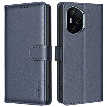 BINFEN COLOR BF32 For Honor 300 Pro / 300 Ultra Leather Case Wallet RFID Blocking Phone Cover - Blue
