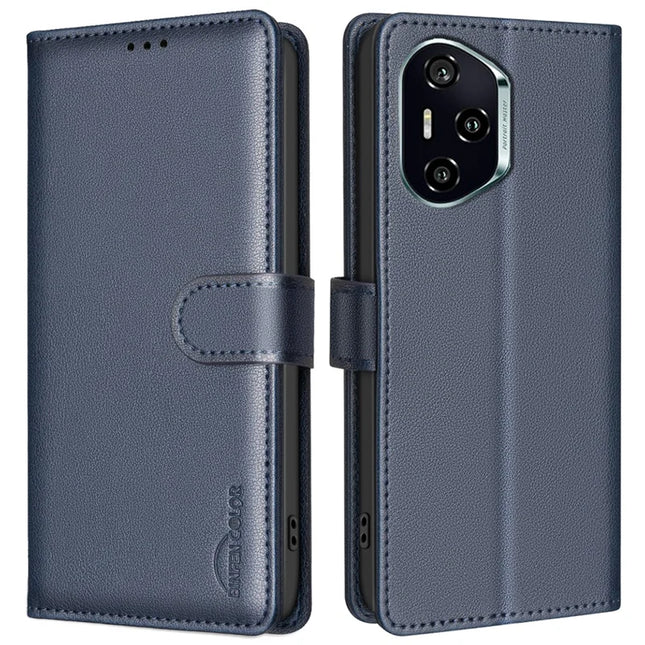 BINFEN COLOR BF32 For Honor 300 Pro / 300 Ultra Leather Case Wallet RFID Blocking Phone Cover - Blue