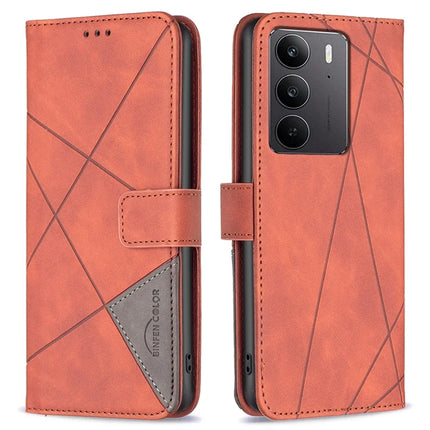 BINFEN COLOR BF05 For Realme C75 Case Leather Phone Cover Wallet Stand - Brown