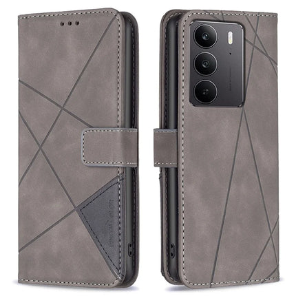 BINFEN COLOR BF05 For Realme C75 Case Leather Phone Cover Wallet Stand - Grey