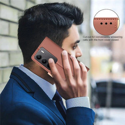 BINFEN COLOR BF33 for Realme C75 Leather Case Splicing Color RFID Blocking