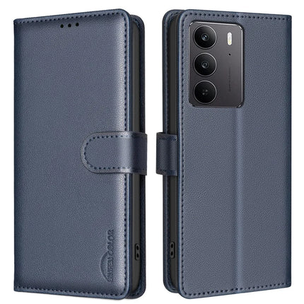 BINFEN COLOR BF32 For Realme C75 Leather Case Wallet RFID Blocking Phone Cover - Blue