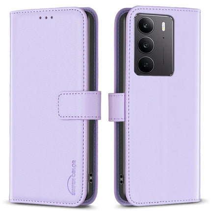 BINFEN COLOR BF17 For Realme C75 Case Wallet Folio Flip Leather Cover - Purple