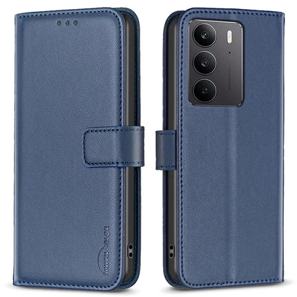BINFEN COLOR BF17 For Realme C75 Case Wallet Folio Flip Leather Cover - Blue