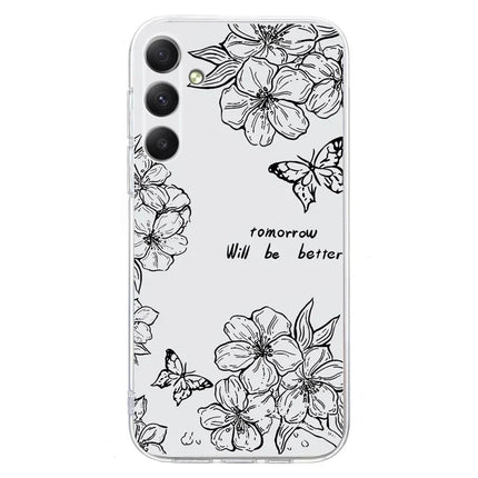 For Samsung Galaxy A56 5G Case Pattern Printing Shockproof Soft TPU Phone Cover - Butterfly Flower