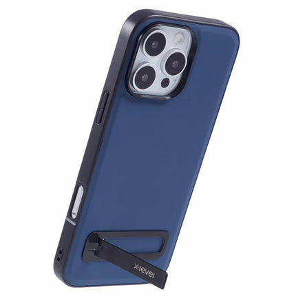 X-LEVEL For iPhone 16 Pro Max Phone Case Leather Coated PC TPU Back Cover with Metal Kickstand