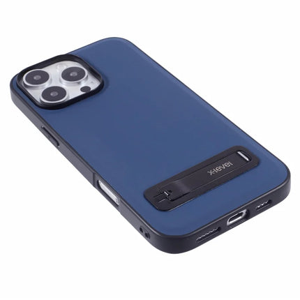 X-LEVEL For iPhone 16 Pro Max Phone Case Leather Coated PC TPU Back Cover with Metal Kickstand