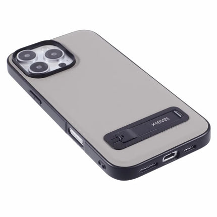 X-LEVEL For iPhone 16 Pro Max Phone Case Leather Coated PC TPU Back Cover with Metal Kickstand