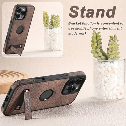SUTENI G2 For iPhone 16 Pro Case Compatible with MagSafe Kickstand Denim Texture Leather Back Cover