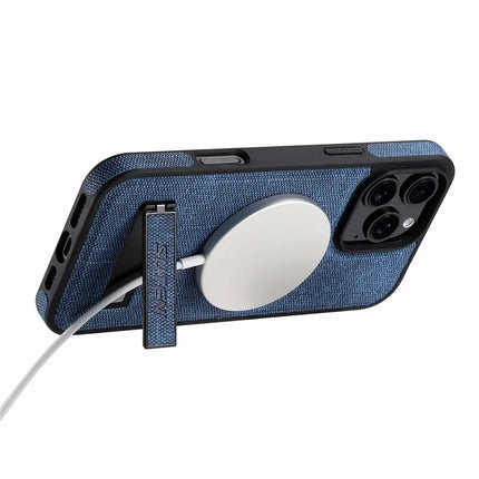 SUTENI G2 For iPhone 16 Pro Case Compatible with MagSafe Kickstand Denim Texture Leather Back Cover