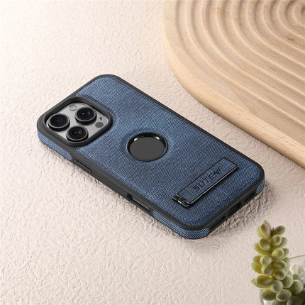 SUTENI G2 For iPhone 16 Pro Case Compatible with MagSafe Kickstand Denim Texture Leather Back Cover
