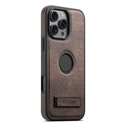 SUTENI G2 For iPhone 16 Pro Max Case Compatible with MagSafe Kickstand Denim Texture Leather Back Cover