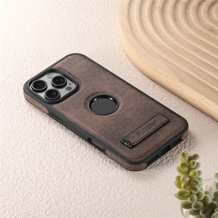 SUTENI G2 For iPhone 16 Pro Max Case Compatible with MagSafe Kickstand Denim Texture Leather Back Cover