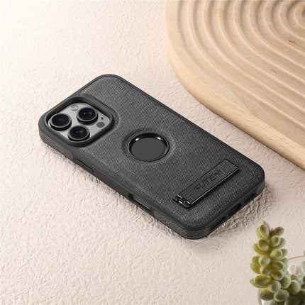 SUTENI G2 For iPhone 16 Pro Max Case Compatible with MagSafe Kickstand Denim Texture Leather Back Cover