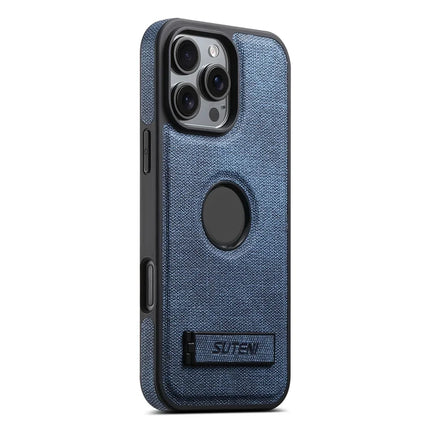 SUTENI G2 For iPhone 16 Pro Max Case Compatible with MagSafe Kickstand Denim Texture Leather Back Cover
