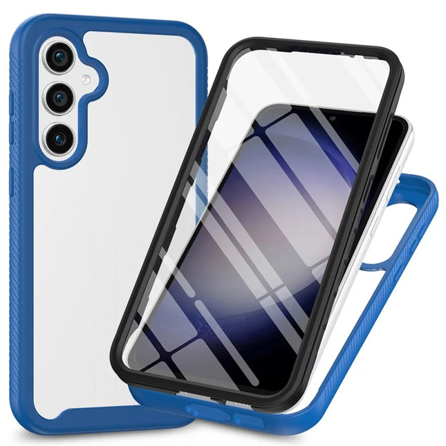 For Samsung Galaxy A36 5G / A56 5G Case PC+TPU Phone Clear Back Cover with PET Screen Film - Dark Blue