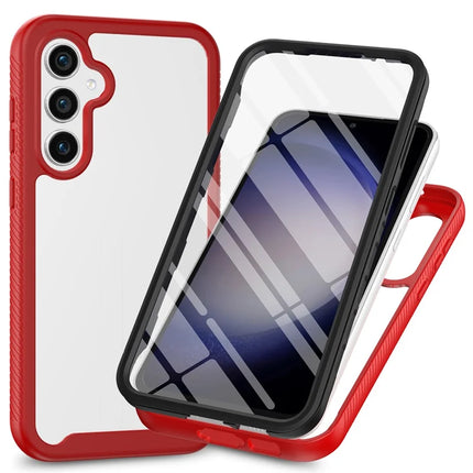 For Samsung Galaxy A36 5G / A56 5G Case PC+TPU Phone Clear Back Cover with PET Screen Film - Red
