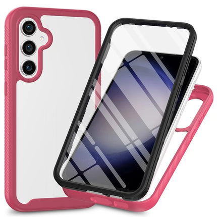 For Samsung Galaxy A36 5G / A56 5G Case PC+TPU Phone Clear Back Cover with PET Screen Film - Pink