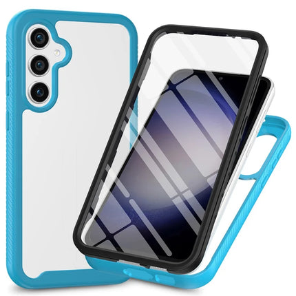 For Samsung Galaxy A36 5G / A56 5G Case PC+TPU Phone Clear Back Cover with PET Screen Film - Baby Blue