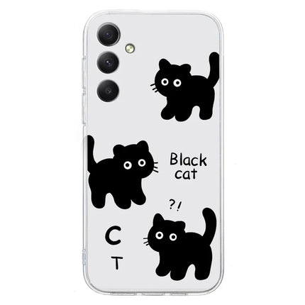 For Samsung Galaxy A56 5G Case Soft TPU Phone Back Cover Pattern Printing - 3 Black Cats