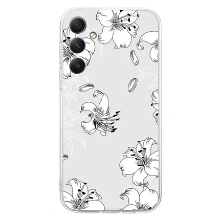 For Samsung Galaxy A36 5G Case Soft TPU Phone Back Cover Pattern Printing - Line White Flower