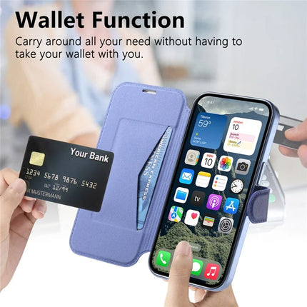 For iPhone 13 Pro Max Case Compatible with MagSafe Detachable Leather Phone Cover with Lens Film