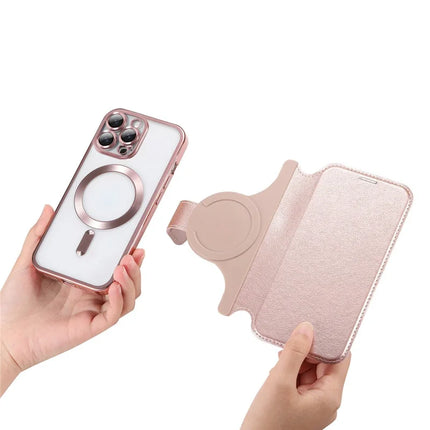 For iPhone 13 Pro Max Case Compatible with MagSafe Detachable Leather Phone Cover with Lens Film
