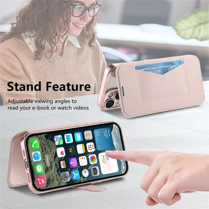 For iPhone 13 Pro Max Case Compatible with MagSafe Detachable Leather Phone Cover with Lens Film