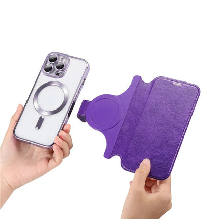 For iPhone 13 Pro Max Case Compatible with MagSafe Detachable Leather Phone Cover with Lens Film
