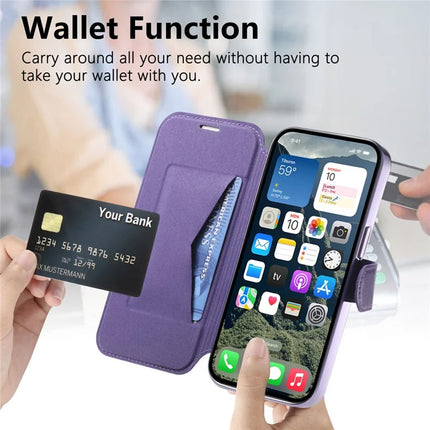 For iPhone 13 Pro Max Case Compatible with MagSafe Detachable Leather Phone Cover with Lens Film