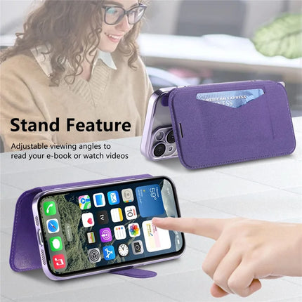For iPhone 13 Pro Max Case Compatible with MagSafe Detachable Leather Phone Cover with Lens Film