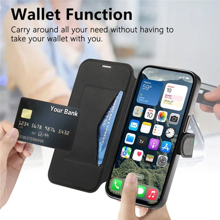 For iPhone 13 Pro Max Case Compatible with MagSafe Detachable Leather Phone Cover with Lens Film