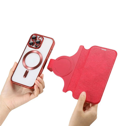 For iPhone 13 Pro Max Case Compatible with MagSafe Detachable Leather Phone Cover with Lens Film