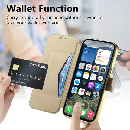 For iPhone 13 Pro Max Case Compatible with MagSafe Detachable Leather Phone Cover with Lens Film