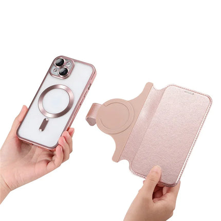 For iPhone 13 Case Compatible with MagSafe Detachable Leather Phone Cover with Lens Film