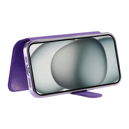 For iPhone 13 Case Compatible with MagSafe Detachable Leather Phone Cover with Lens Film