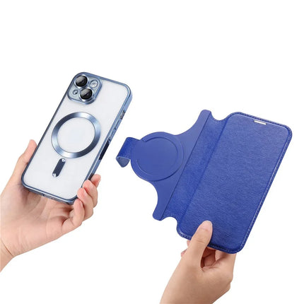 For iPhone 13 Case Compatible with MagSafe Detachable Leather Phone Cover with Lens Film