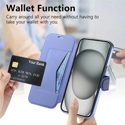 For iPhone 13 Case Compatible with MagSafe Detachable Leather Phone Cover with Lens Film
