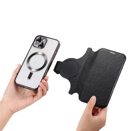 For iPhone 13 Case Compatible with MagSafe Detachable Leather Phone Cover with Lens Film
