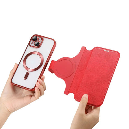 For iPhone 13 Case Compatible with MagSafe Detachable Leather Phone Cover with Lens Film