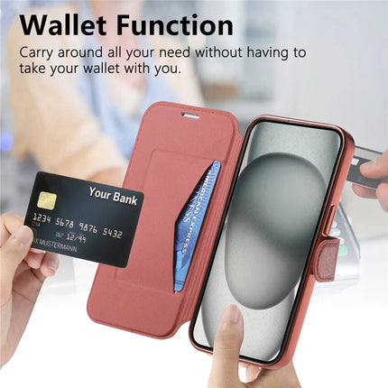 For iPhone 13 Case Compatible with MagSafe Detachable Leather Phone Cover with Lens Film