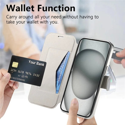For iPhone 13 Case Compatible with MagSafe Detachable Leather Phone Cover with Lens Film