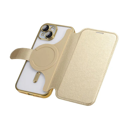 For iPhone 13 Case Compatible with MagSafe Detachable Leather Phone Cover with Lens Film
