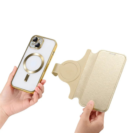 For iPhone 13 Case Compatible with MagSafe Detachable Leather Phone Cover with Lens Film