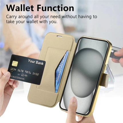 For iPhone 13 Case Compatible with MagSafe Detachable Leather Phone Cover with Lens Film
